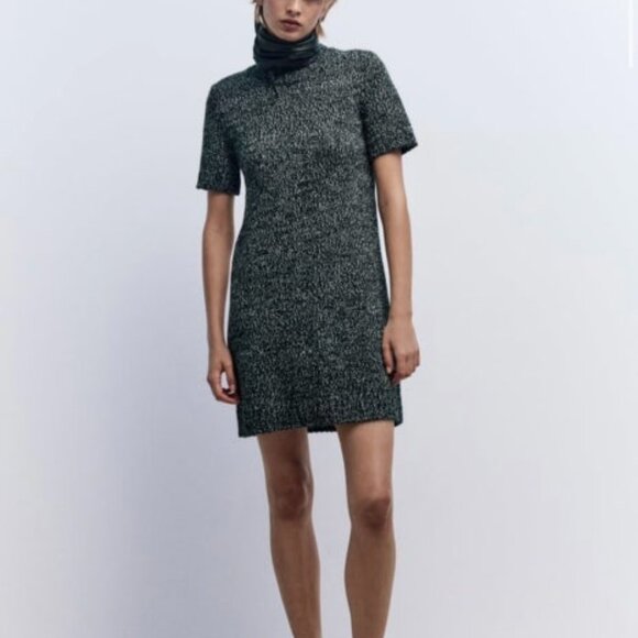 ZARA KNIT MINI DRESS SHORT SLEEVE WOOL - Picture 2 of 6
